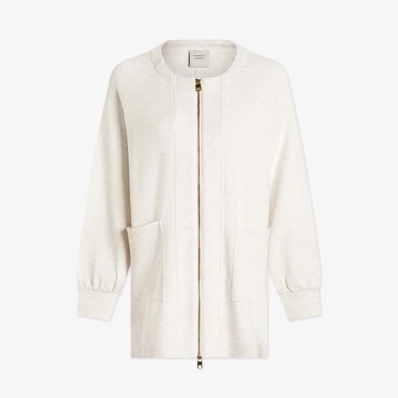 NWT Varley Augusta Zip-Through Sweat in Ivory Marl - Picture 6 of 6